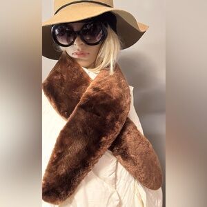 Sheared Beaver Vintage Brown  Fur Scarf